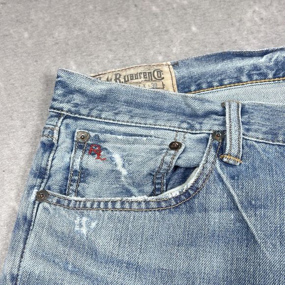 Polo Ralph Lauren Jeans Mens 34 Blue 867 Classic Straight Distressed Rugged 3417 - Picture 4 of 16